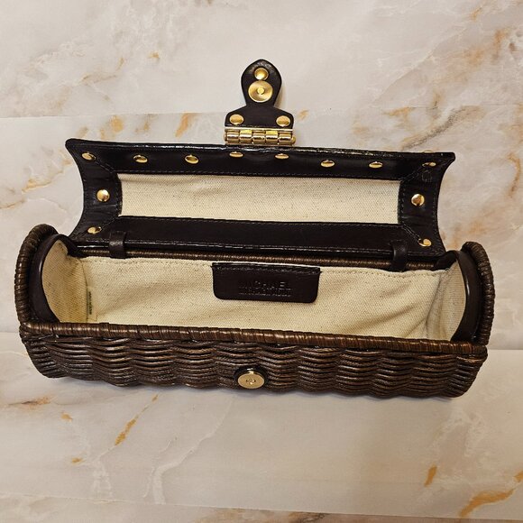 Michael Kors Santorini Wicker/Rattan Leather Clutch - Picture 5 of 10